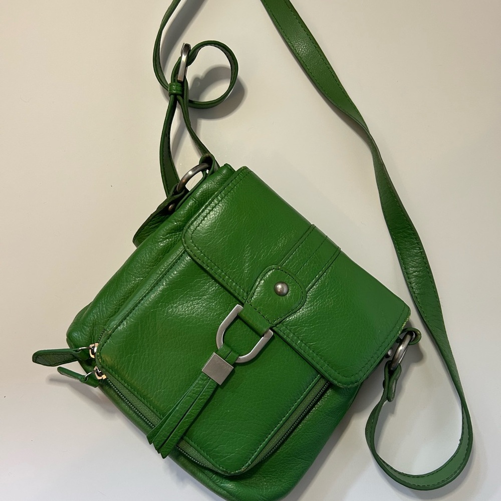 Coldwater Creek Green Leather Crossbody Bag